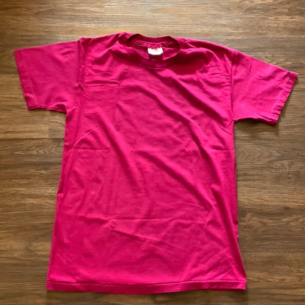 Vintage 80s Hanes Blank Red T Shirt Single Stitch USA Made Size M